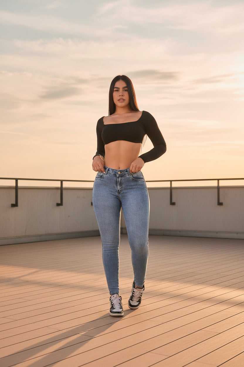 Jeans skinny stretch de cintura alta
